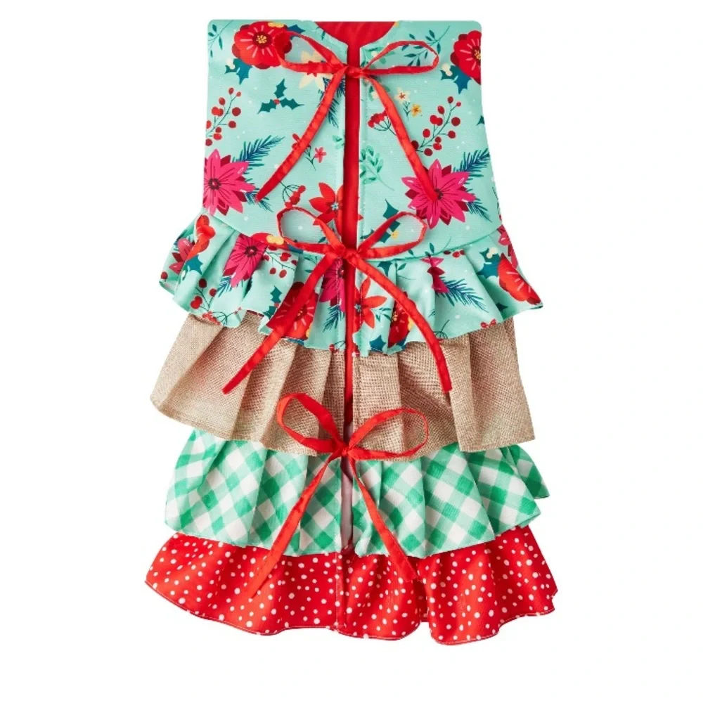 Pioneer Woman Multi-Color 4-Tier Ruffle Polyester Christmas Tree Skirt, 48